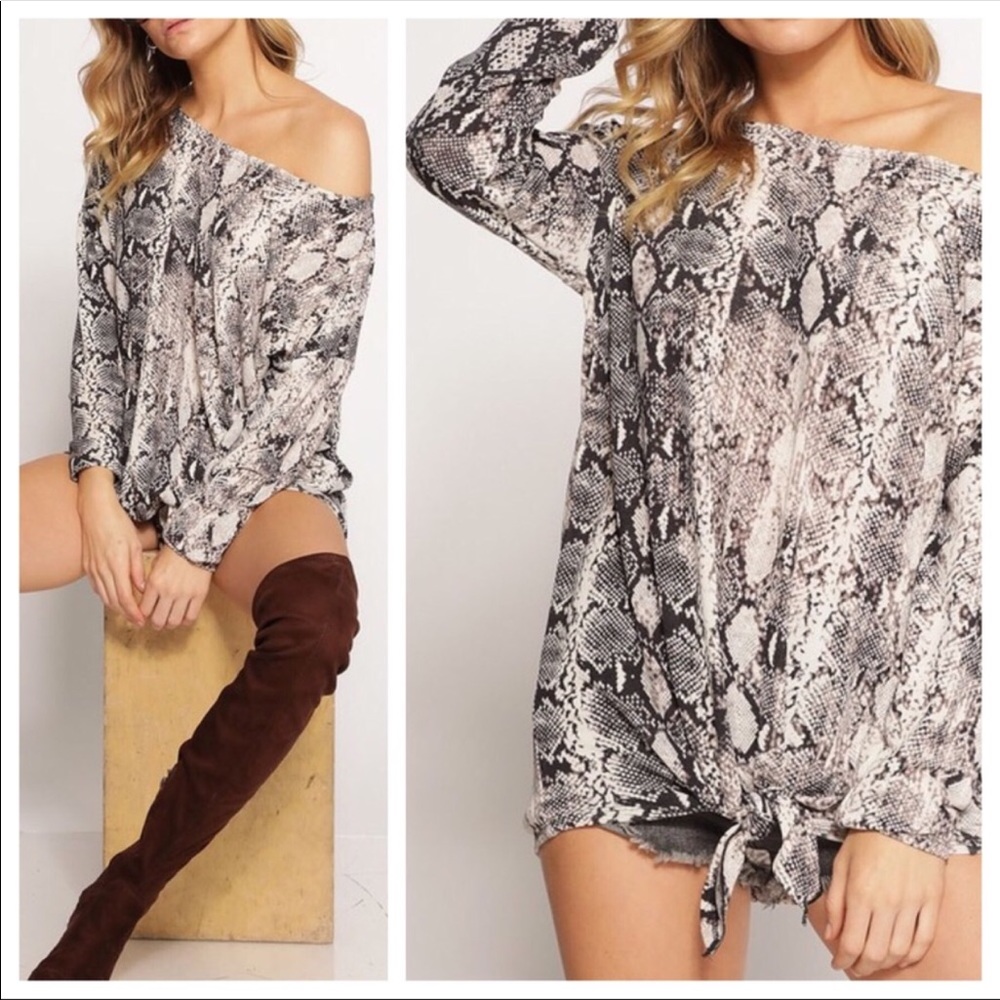 Off the shoulder top with front tie.